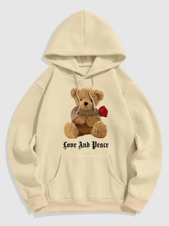 2 Pieces Bear Embroidery Hoodie Set