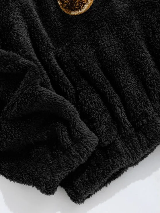 2 Pieces Bear Embroidery Hoodie Set