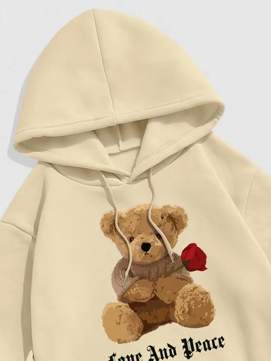 2 Pieces Bear Embroidery Hoodie Set