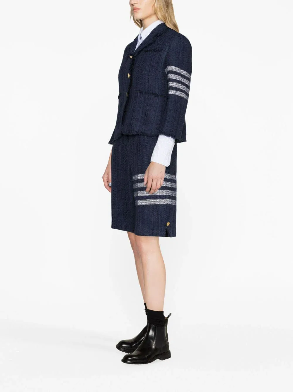 4 Bar-Stripe Tweed Jacket