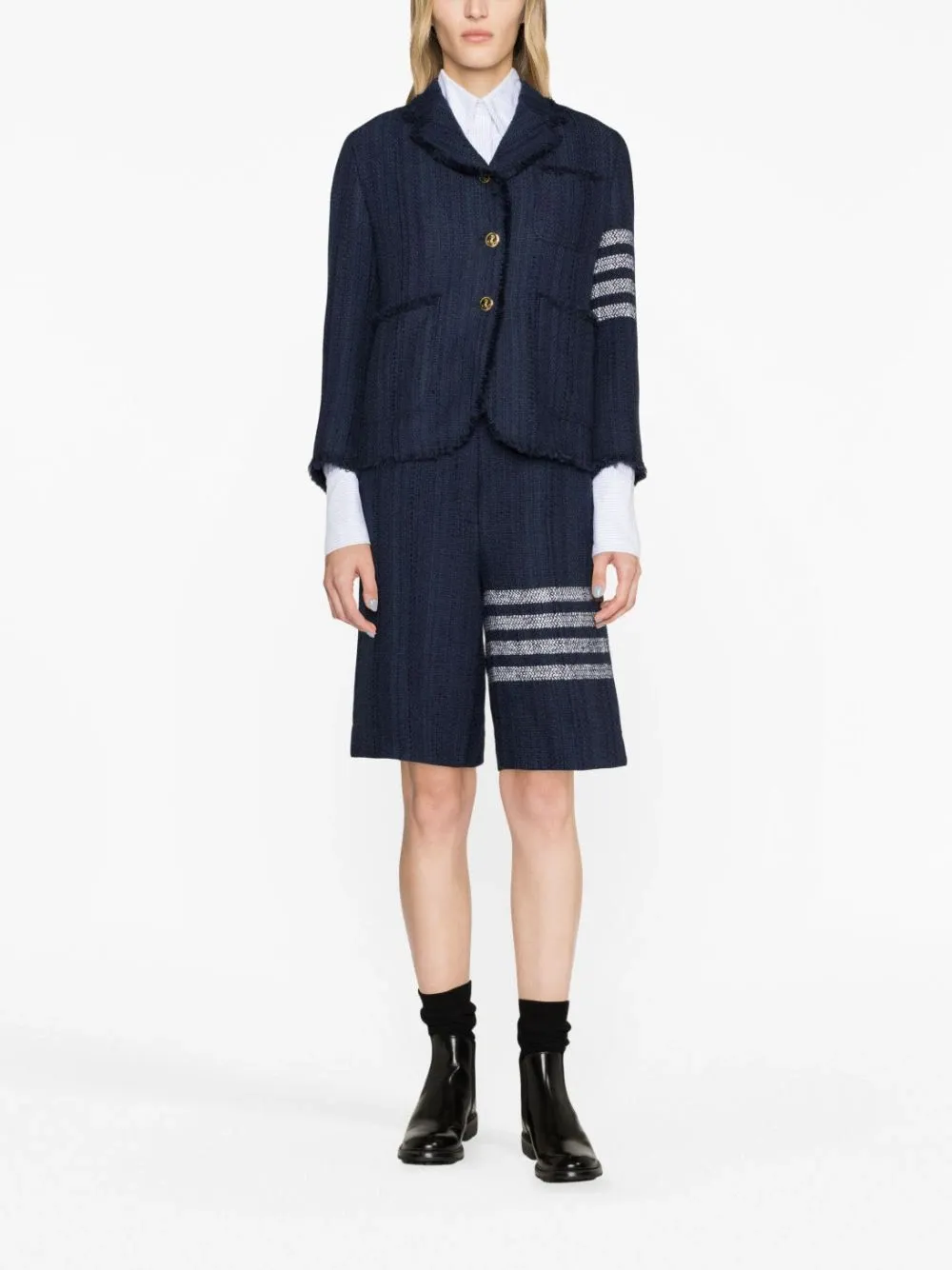 4 Bar-Stripe Tweed Jacket