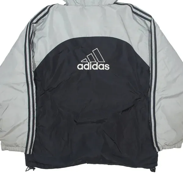 ADIDAS Fleece Lined Insulated Coach Jacket Black Nylon 90s Colourblock Mens L