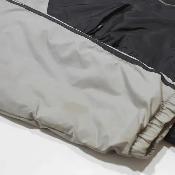 ADIDAS Fleece Lined Insulated Coach Jacket Black Nylon 90s Colourblock Mens L