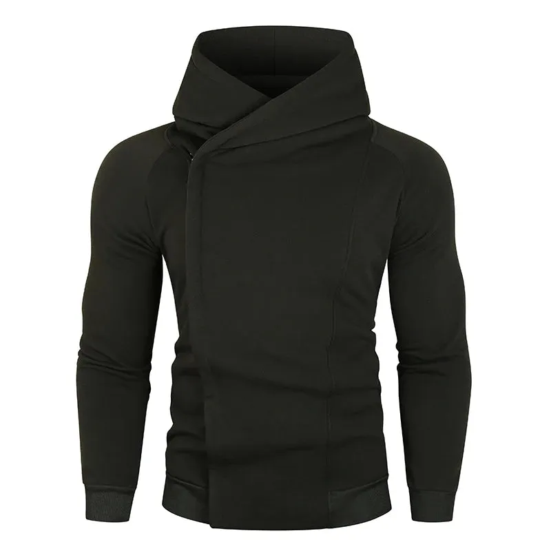 BONSIR  -  Men's Hoodie One Piece Sweatshirt Diagonal Zipper Korean Fashion Streetwear Hood Sweatshirt Men's T-Shirt Plush for warmth