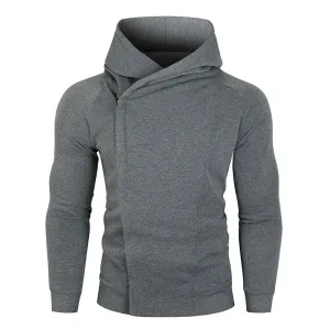 BONSIR  -  Men's Hoodie One Piece Sweatshirt Diagonal Zipper Korean Fashion Streetwear Hood Sweatshirt Men's T-Shirt Plush for warmth