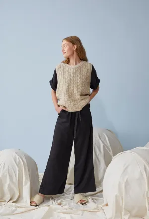 Cable Knit Vest Light Sand