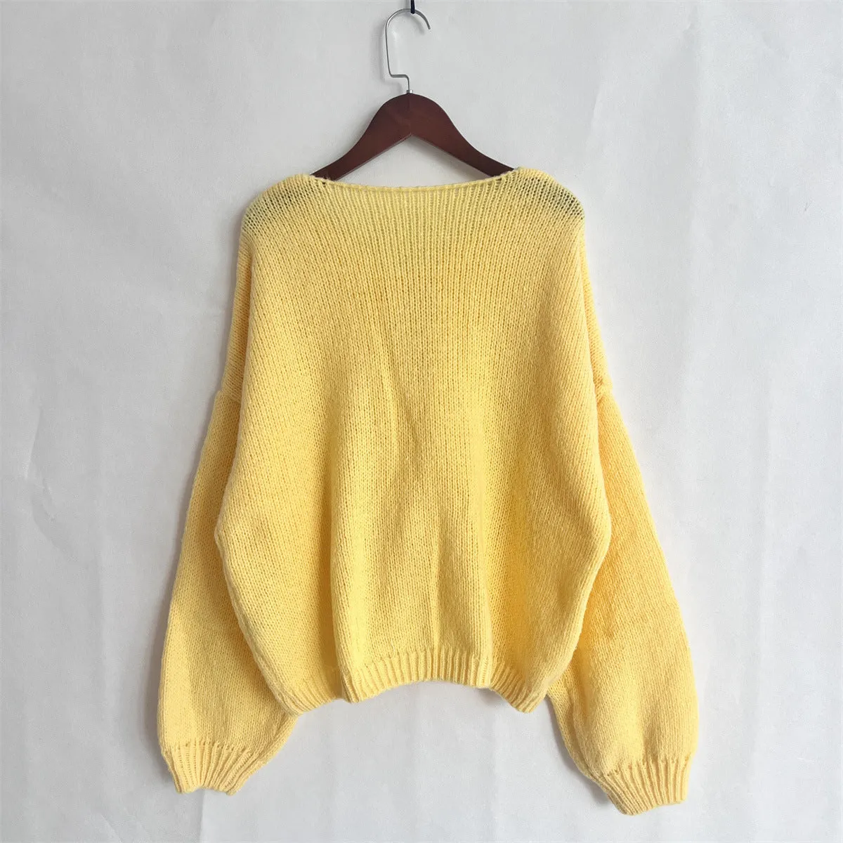 Clémence | Solid Color Crew Neck Lace-Up Cardigan