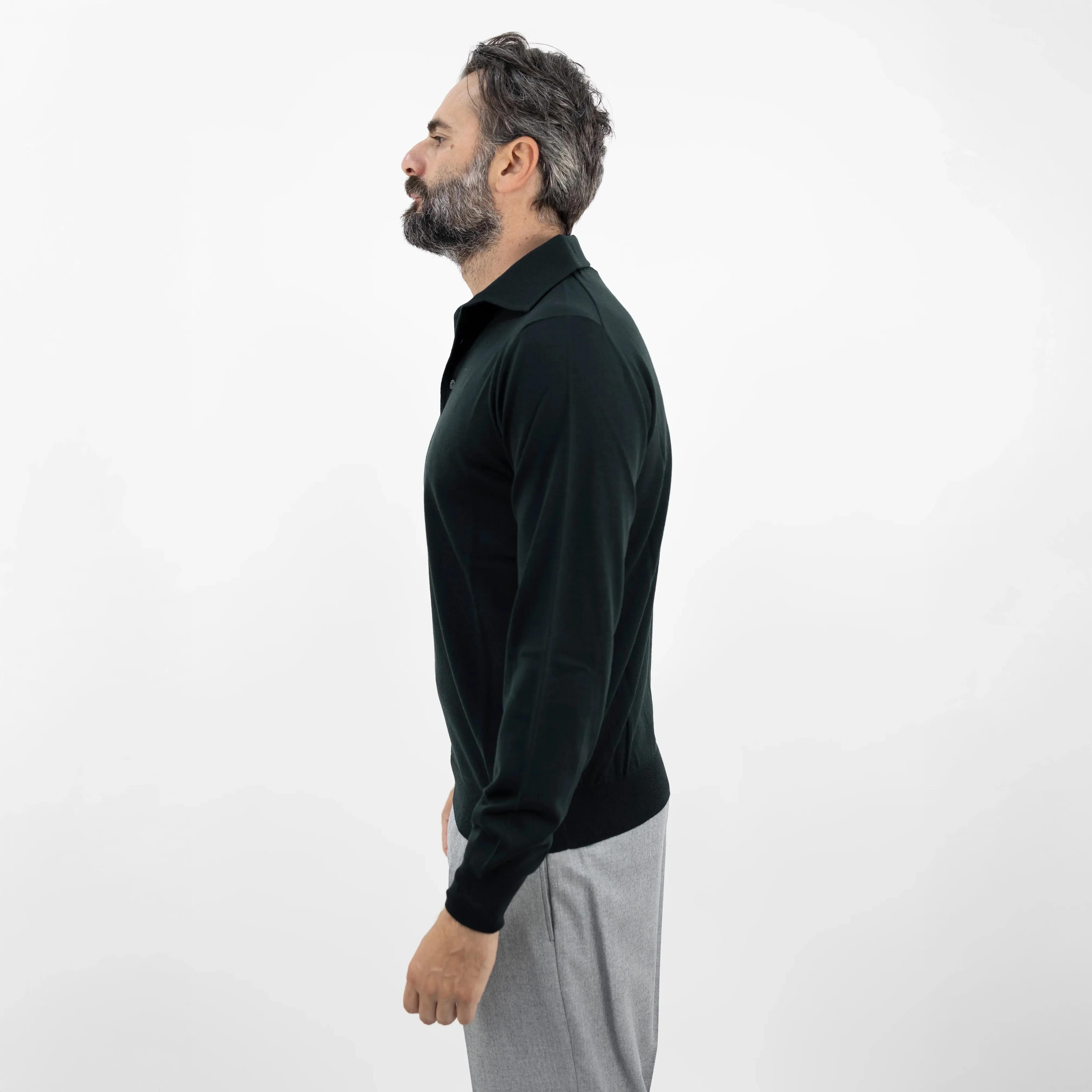 Deep Forest Green Royal Merino Wool Polo Shirt - FILIPPO DE LAURENTIIS