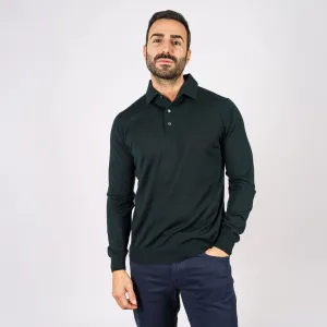 Deep Forest Green Royal Merino Wool Polo Shirt - FILIPPO DE LAURENTIIS