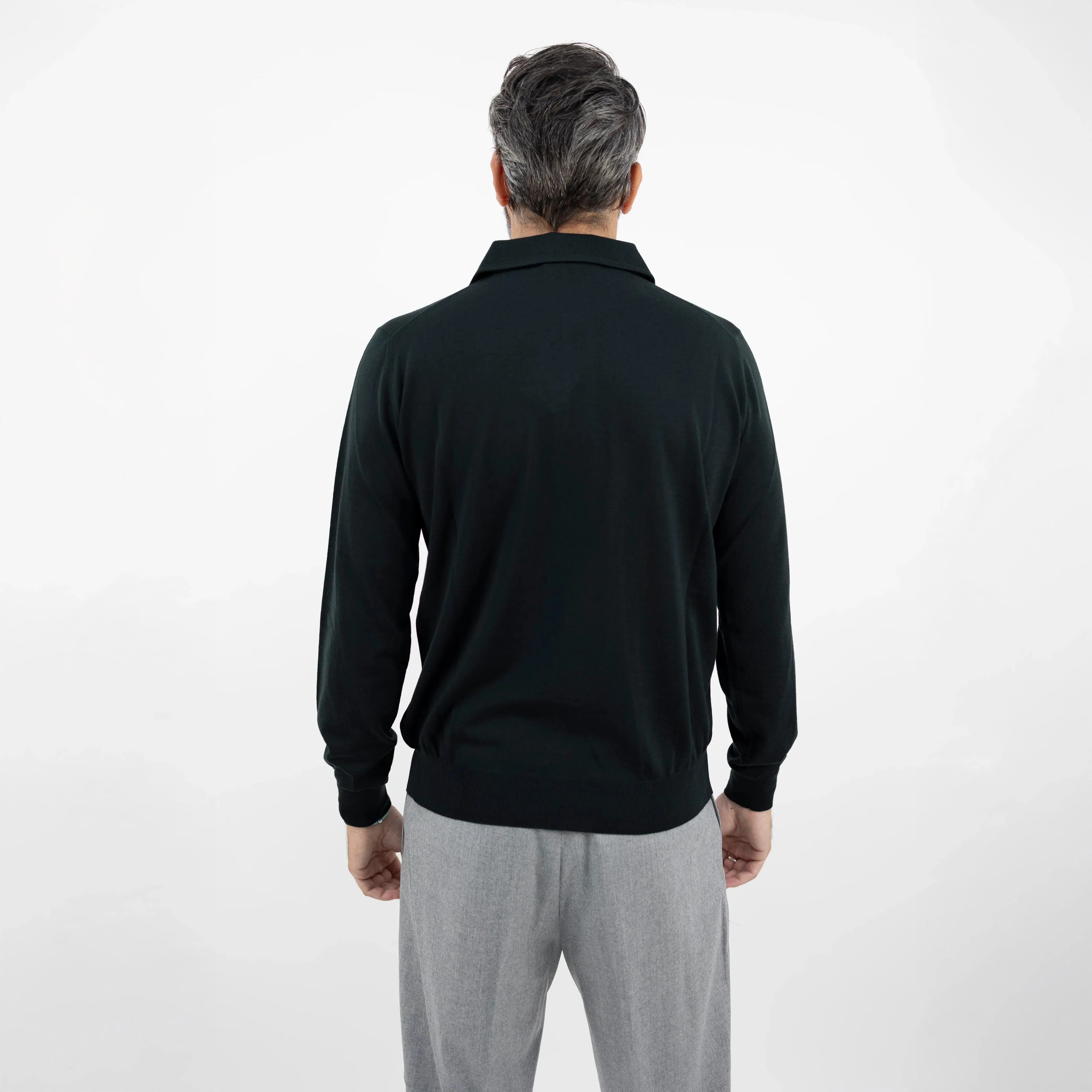 Deep Forest Green Royal Merino Wool Polo Shirt - FILIPPO DE LAURENTIIS