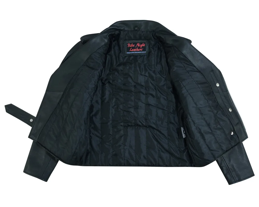 Economy Motorcycle Classic Bike Night Leather Jacket - Side Laces