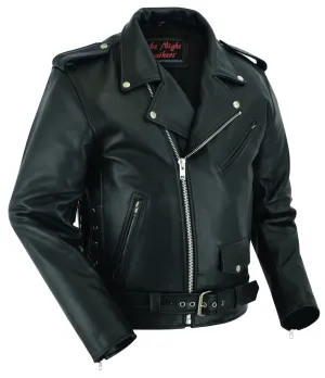 Economy Motorcycle Classic Bike Night Leather Jacket - Side Laces