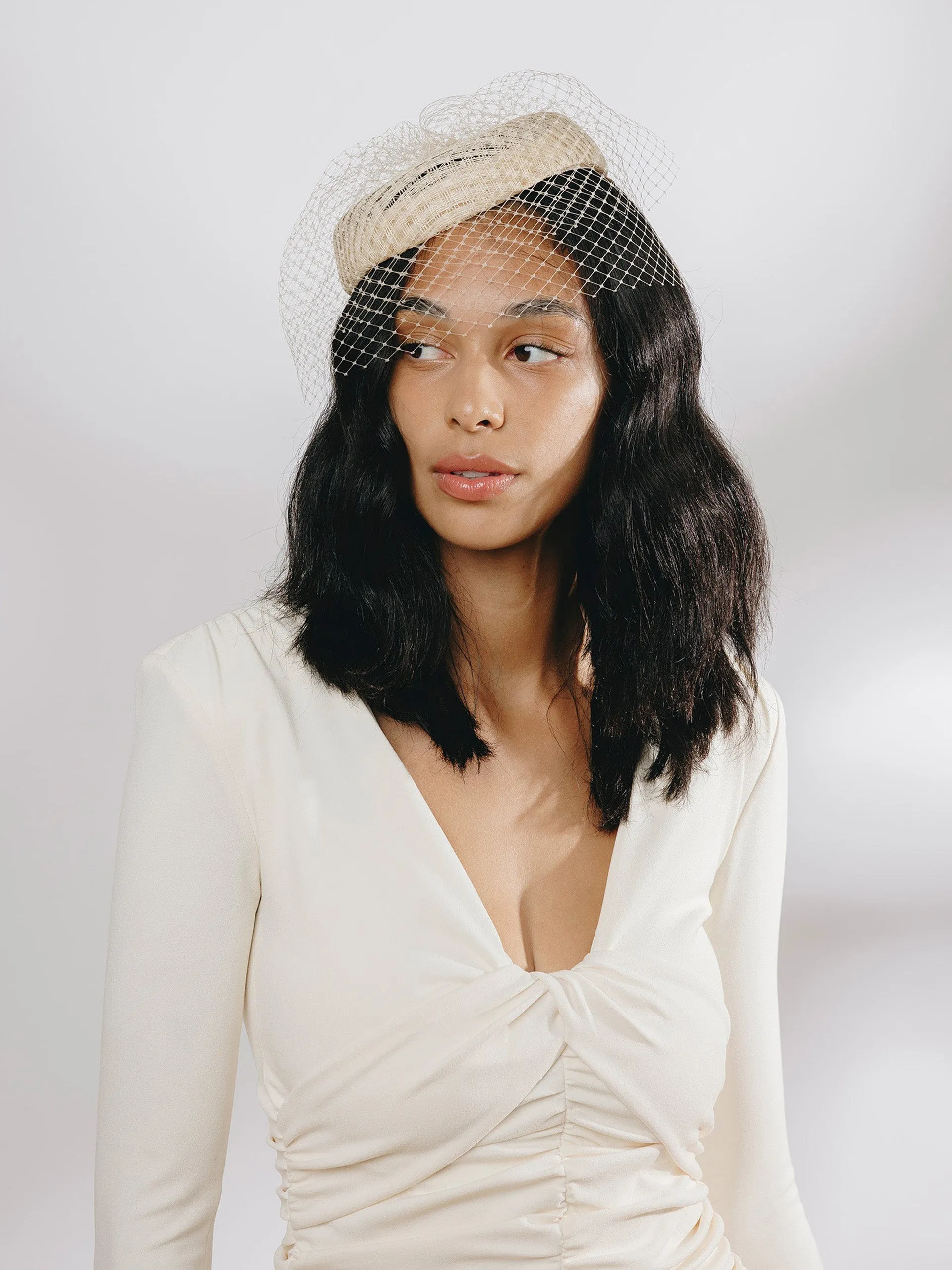 Elodie Cocktail fascinator in Natural