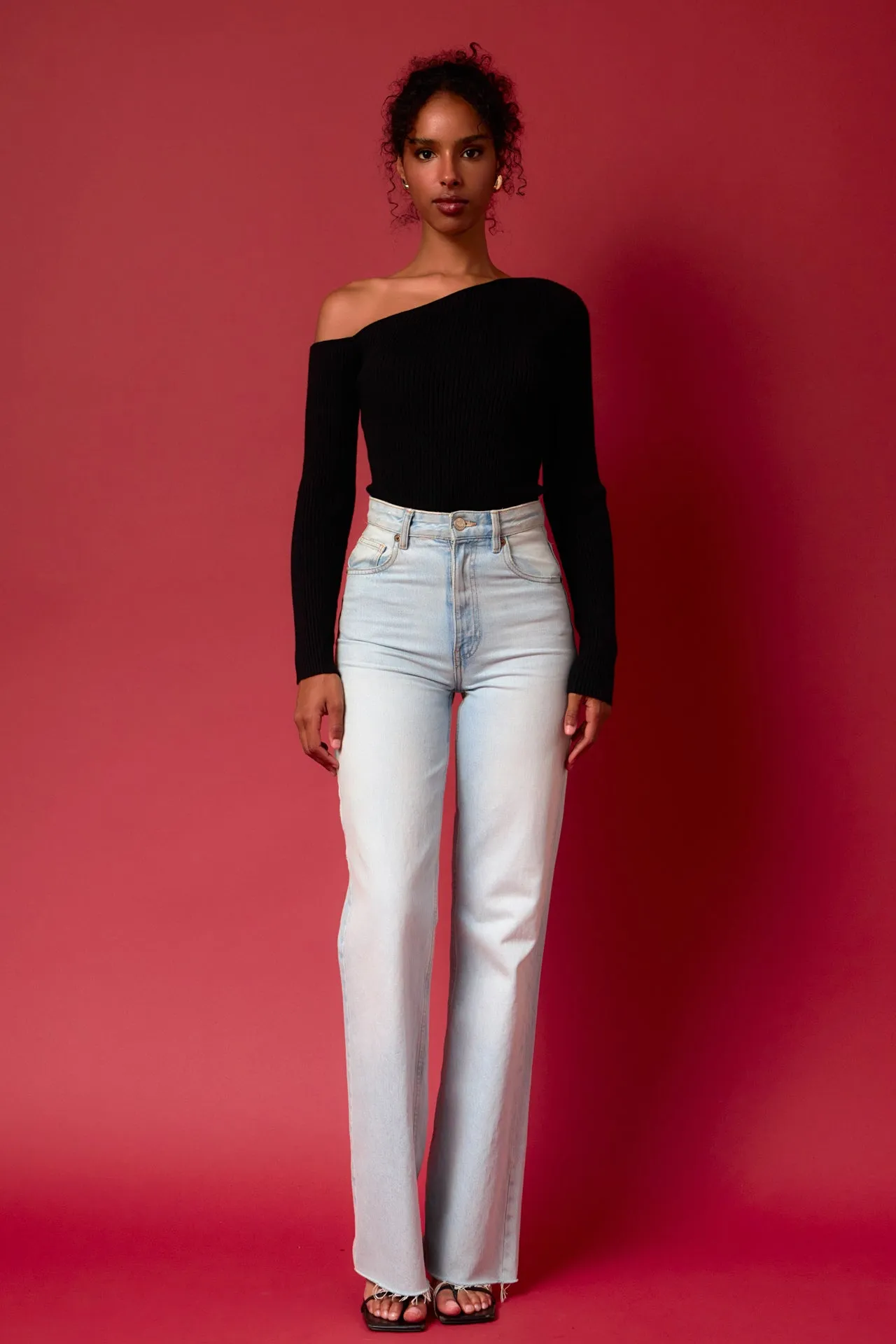 Endless Rose - One Shoulder Ribbed Top
