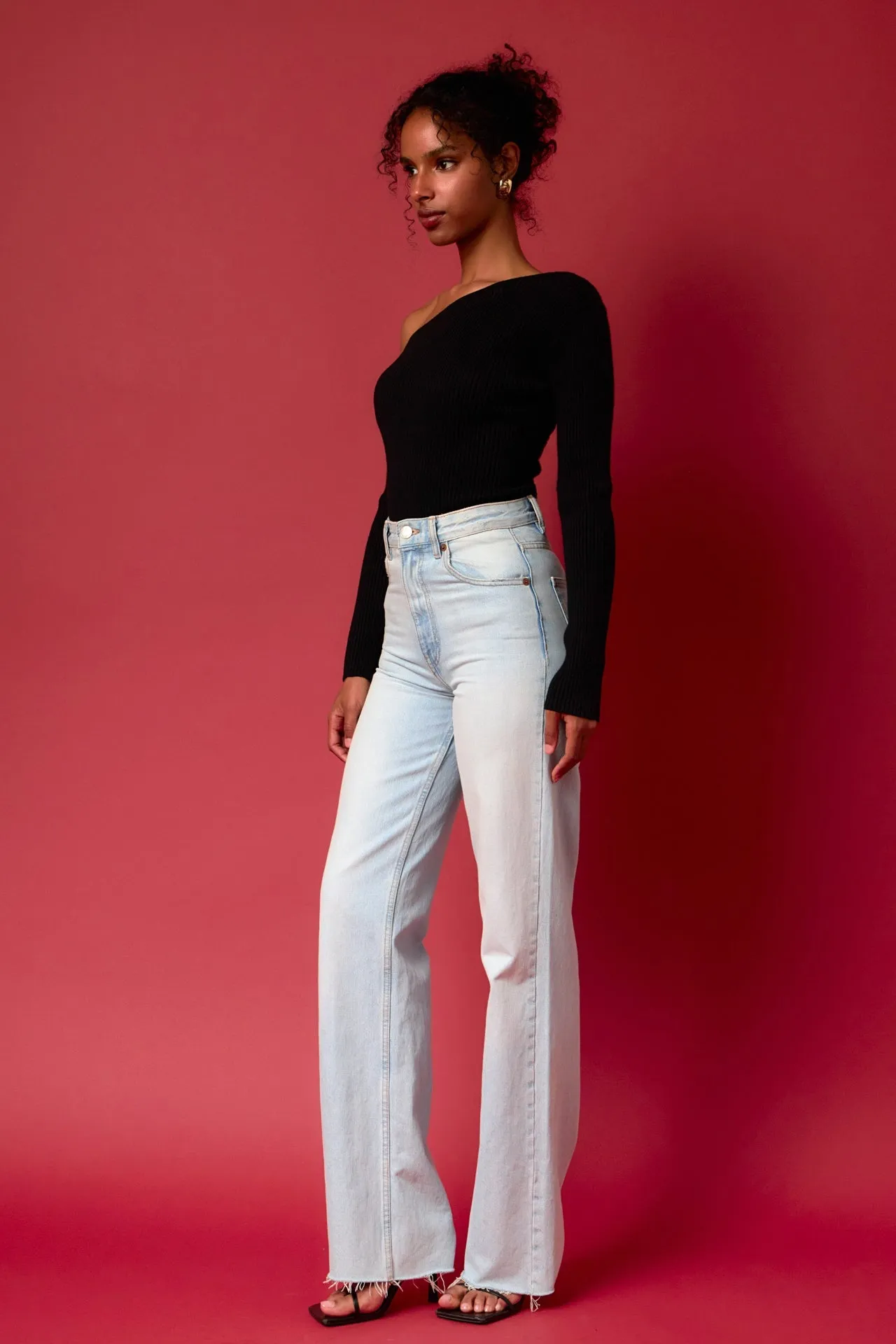 Endless Rose - One Shoulder Ribbed Top