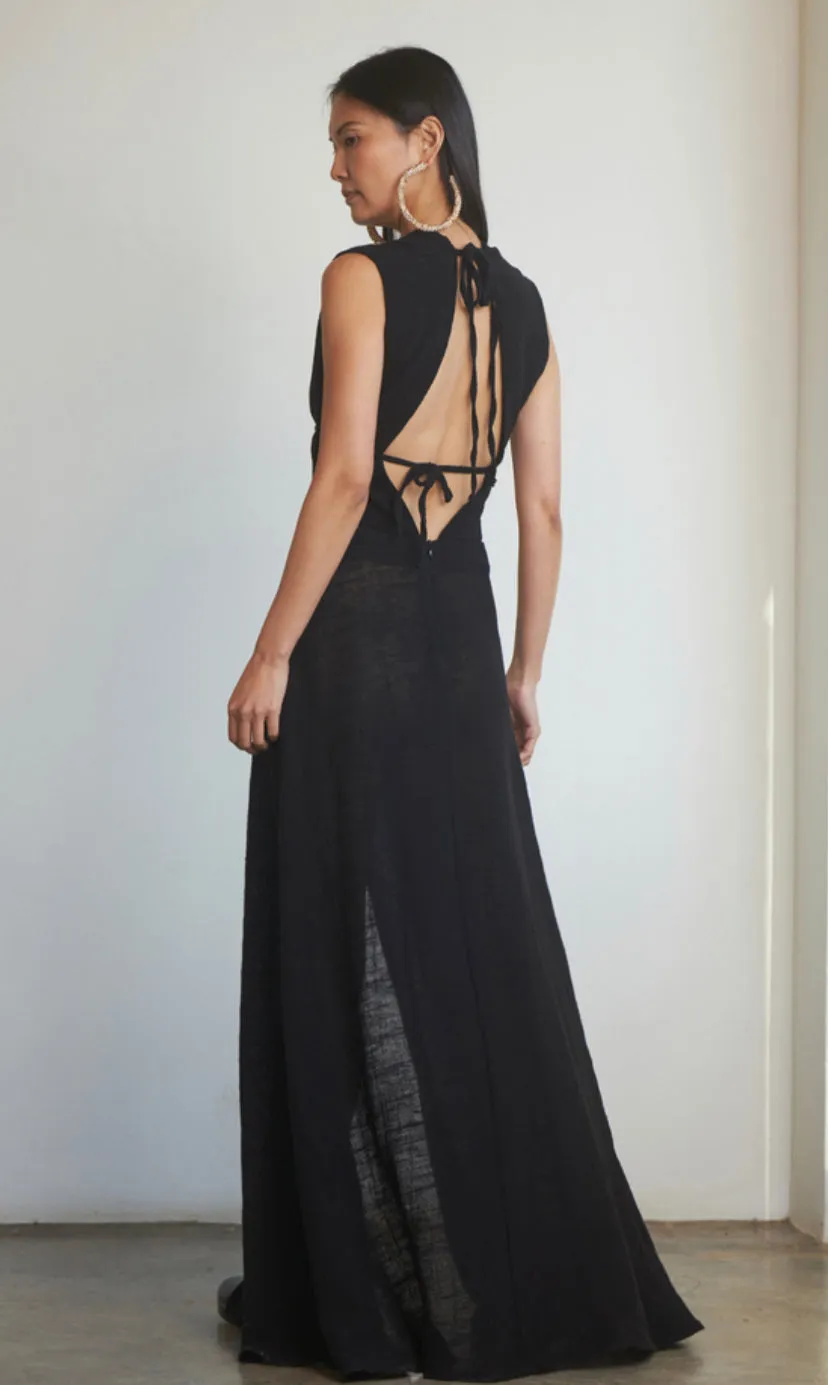 GAUZE MAXI "V" DRESS