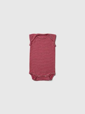 organic merino sleeveless onesie in red/natural stripe - baby/toddler