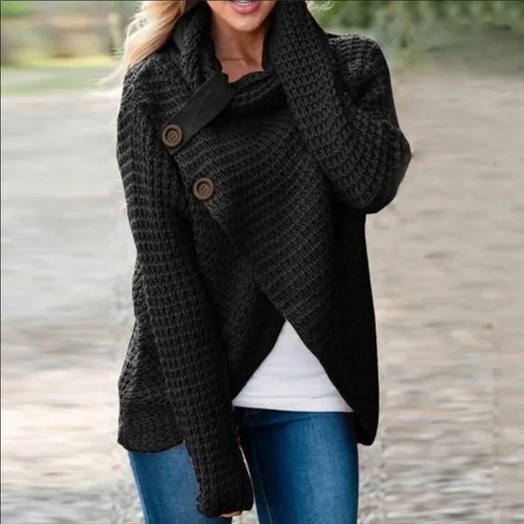 Textile Cowl Neck Cardigan