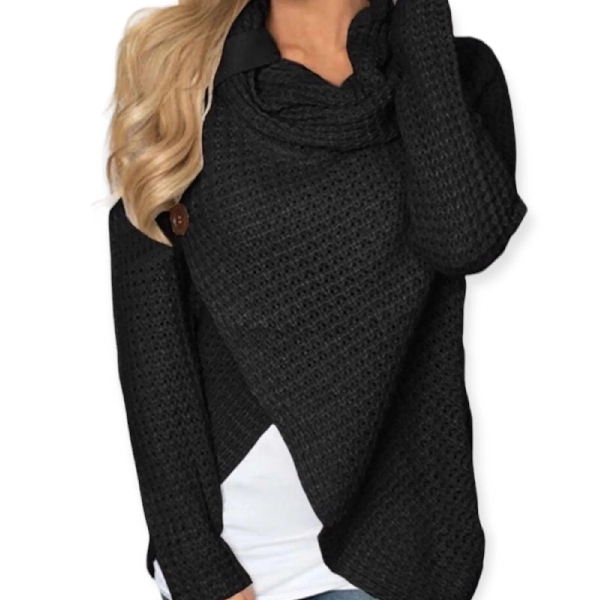 Textile Cowl Neck Cardigan