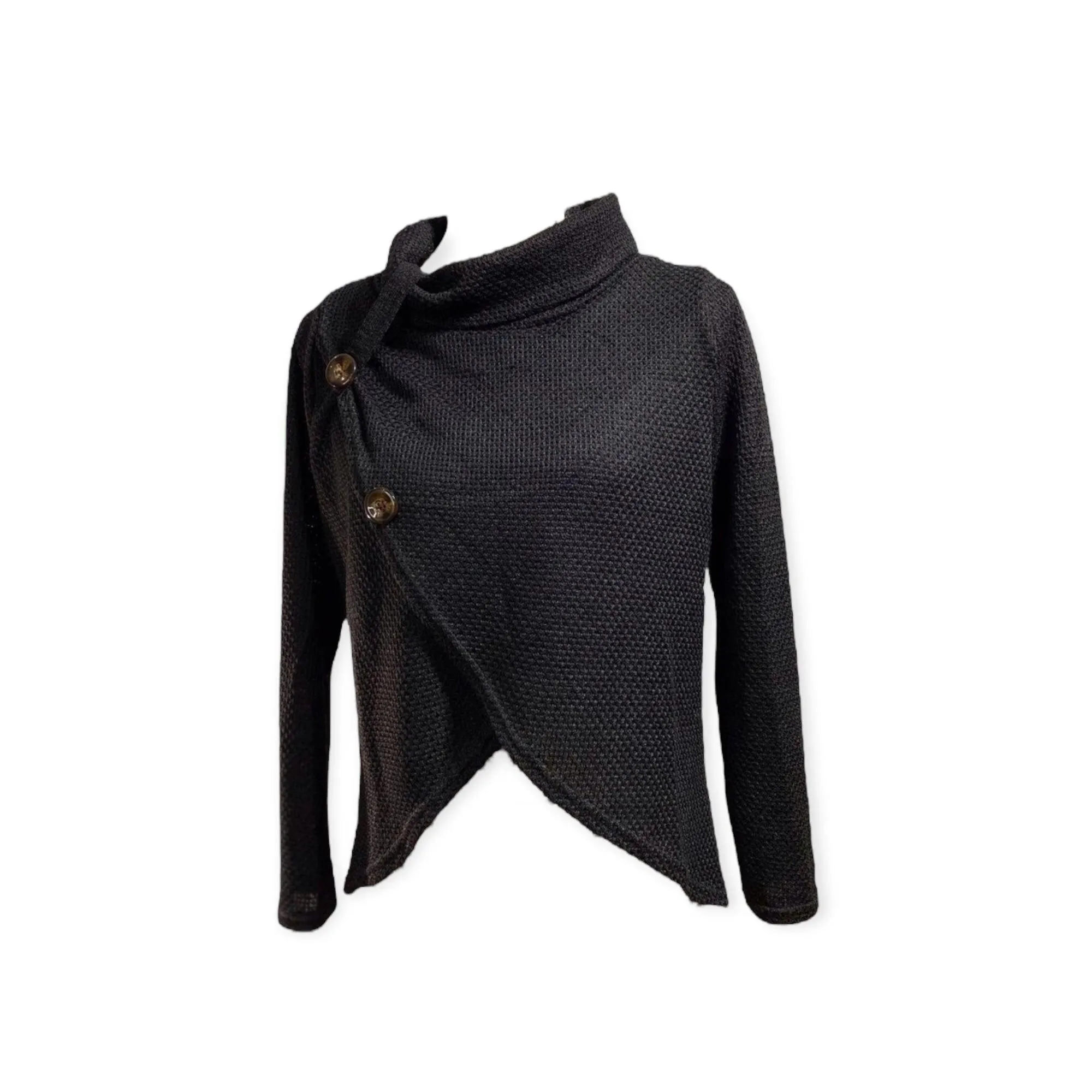 Textile Cowl Neck Cardigan