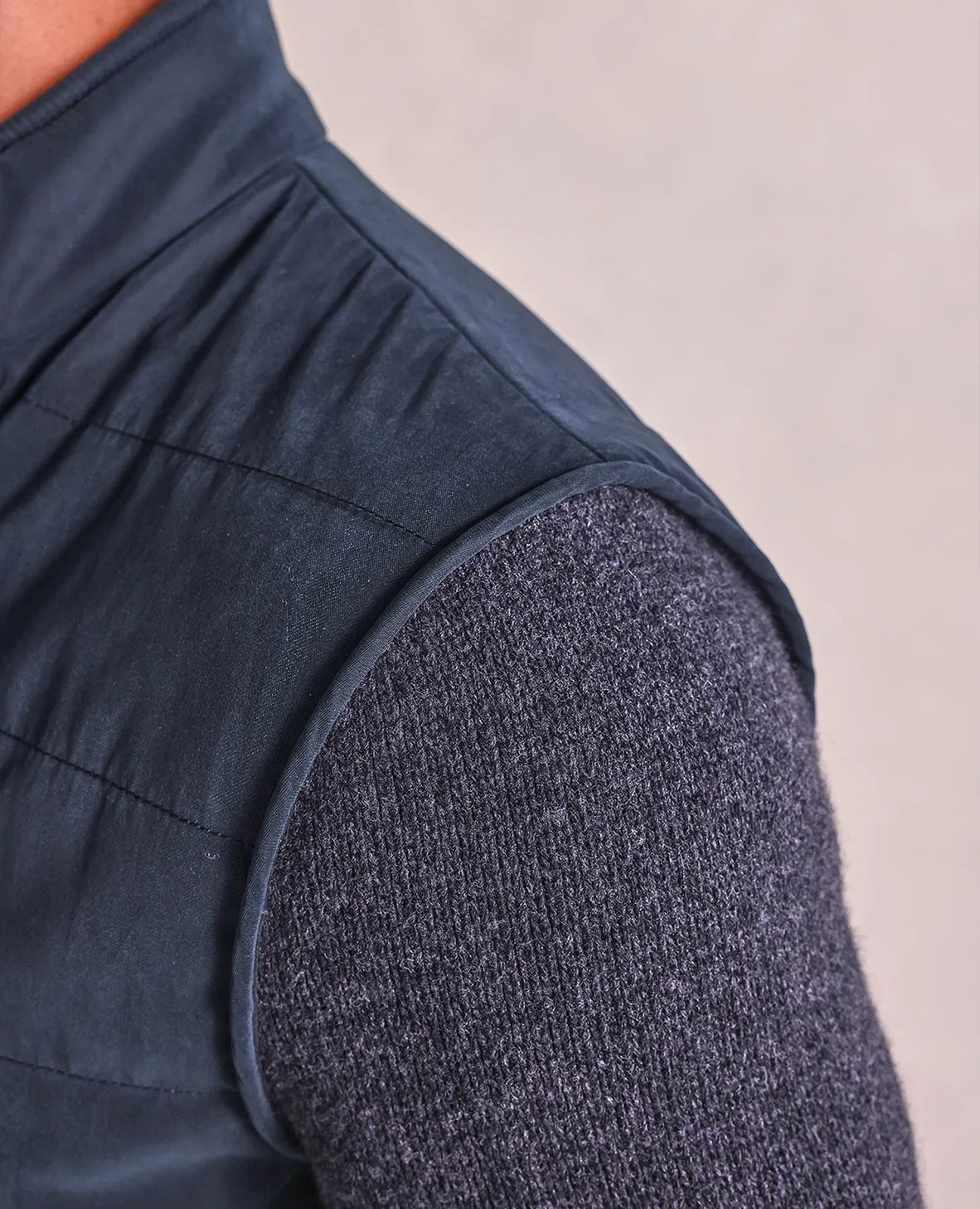 The Belsetta - Suede Jacket w/Knit Sleeves - Onyx