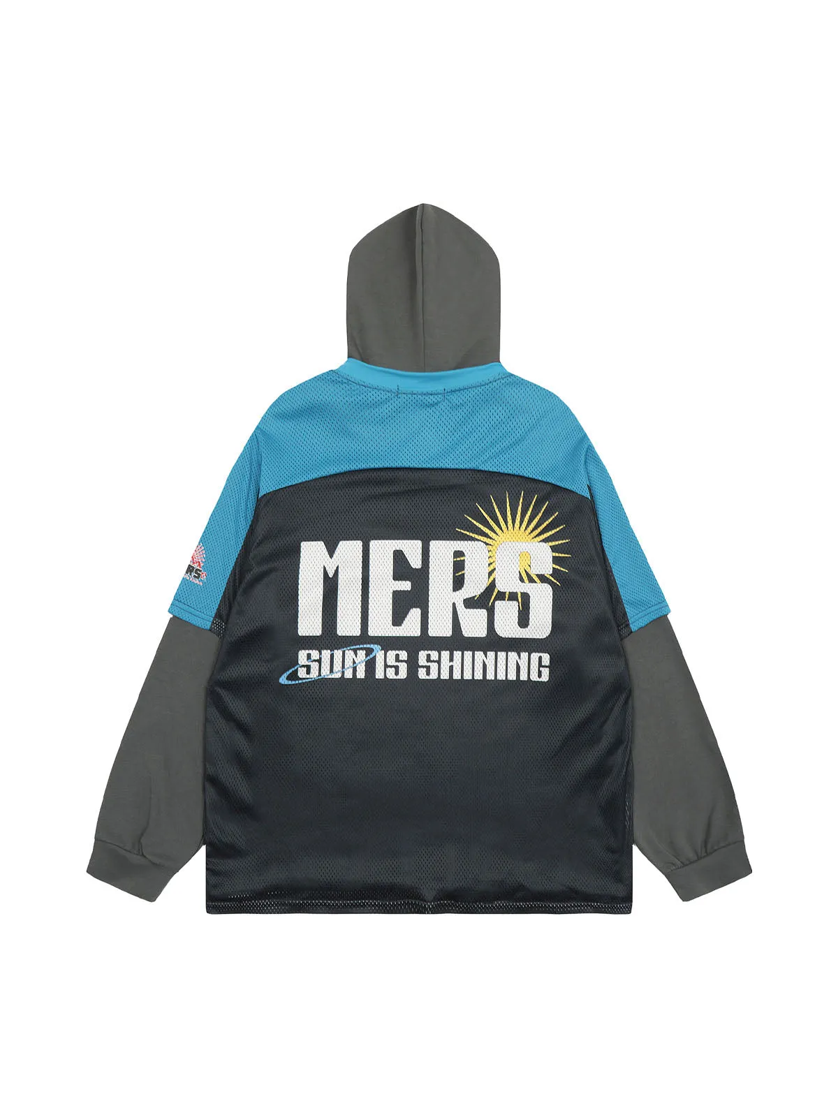 Thesupermade Faux Two-Piece Contrast Color Stitching Hoodie