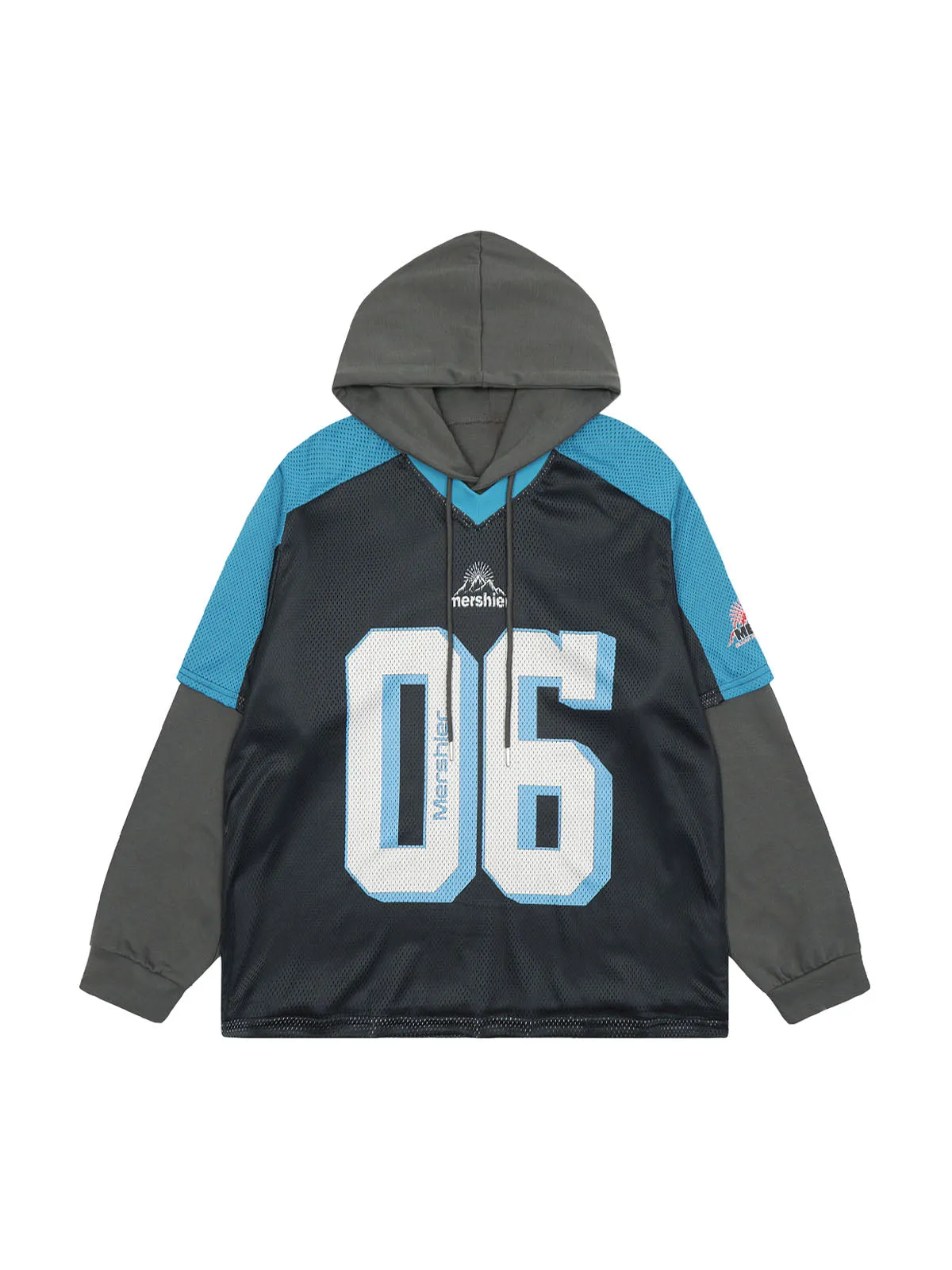 Thesupermade Faux Two-Piece Contrast Color Stitching Hoodie