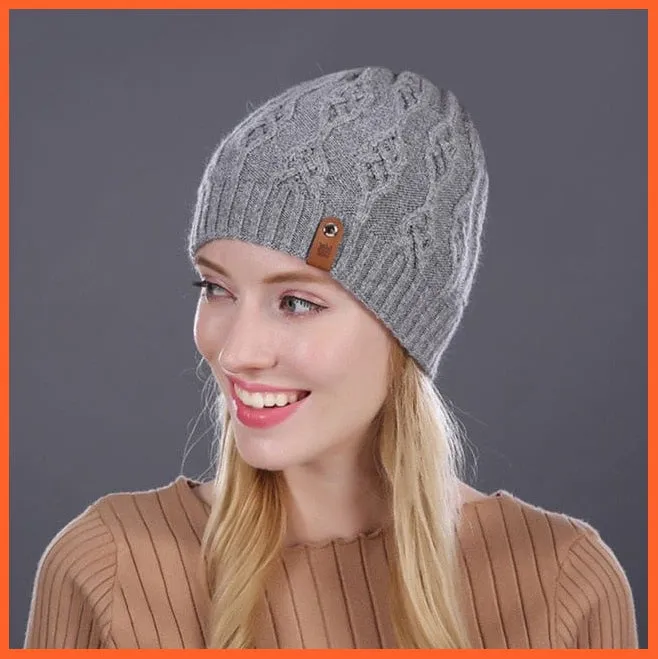 Winter Knitted Wool Hat For Women | Warm Casual Beanie Caps Winter Brand  Fashion Ladies Hats