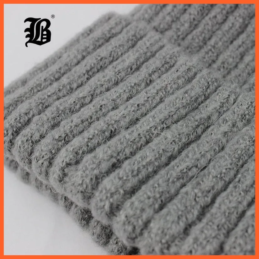 Women Winter Hats Real Mink Fur Pom Poms | Girls Hats Wool Knitted Beanies Cap Solid Colors Cap Female Causal Hats