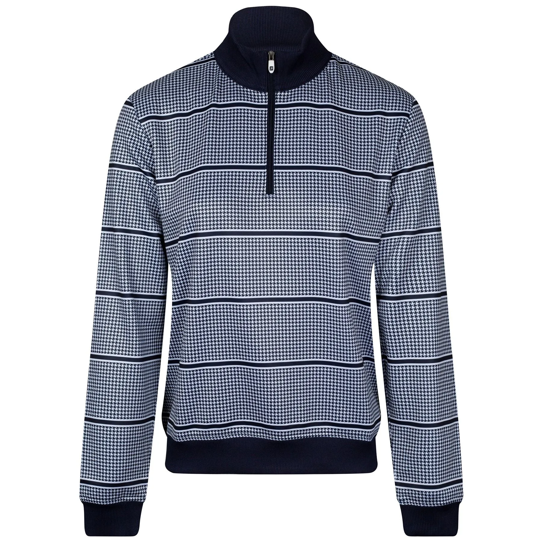 Womens Half Zip Houndstooth Print Midlayer Navy - AW23