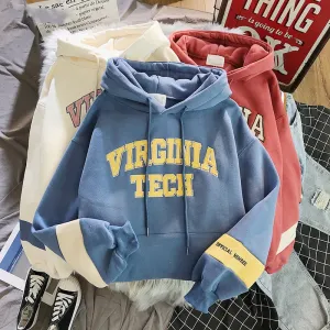 xiangtuibao oversized Hoodies Women Thicker Letter Warm Pullover Coat Drawstring Harajuku Sweatshirt Pink Womens Korean New High Quality